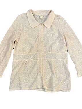 J.Jill Womens Pink Blush Lace Long Sleeve Button Up Shirt Sheer Top Size Medium